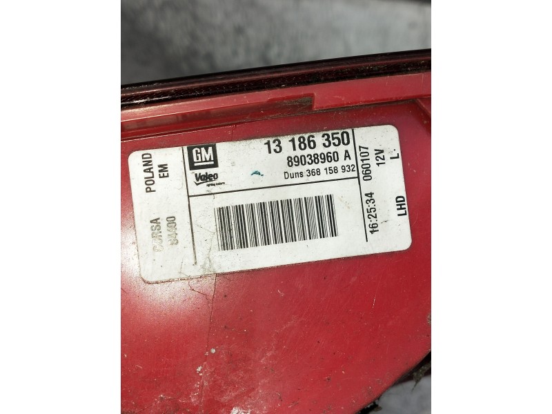 Recambio de piloto trasero izquierdo para opel corsa d cmon referencia OEM IAM 13186350 89038960A 