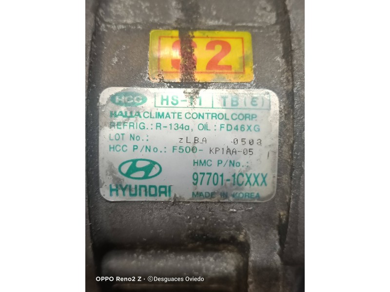 Recambio de compresor aire acondicionado para hyundai getz (tb) 1.1 básico referencia OEM IAM 977011CXXX  