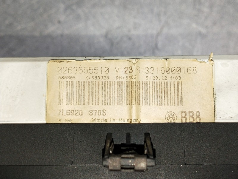 Recambio de cuadro instrumentos para volkswagen touareg (7la) tdi v6 referencia OEM IAM 7L6920870S  