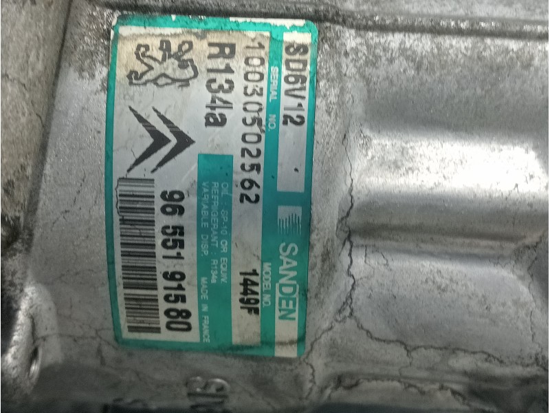 Recambio de compresor aire acondicionado para peugeot 307 break/sw (s2) sw pack referencia OEM IAM 9655191580 SD6V12 