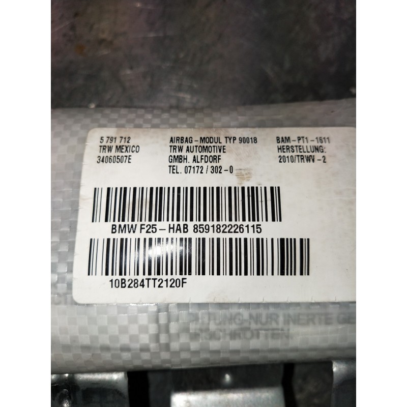 Recambio de airbag cortina delantero derecho para bmw x3 (f25) xdrive 20d referencia OEM IAM 5791712 34060507E 