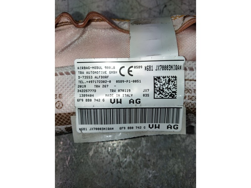 Recambio de airbag cortina delantero derecho para seat arona xcellence referencia OEM IAM 6F9880742G 34225777D 
