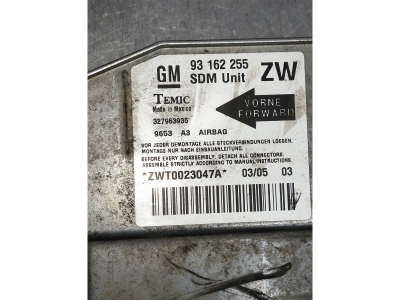 Recambio de centralita airbag para opel tigra twin top cosmo referencia OEM IAM ZWT0023047A 93162255 