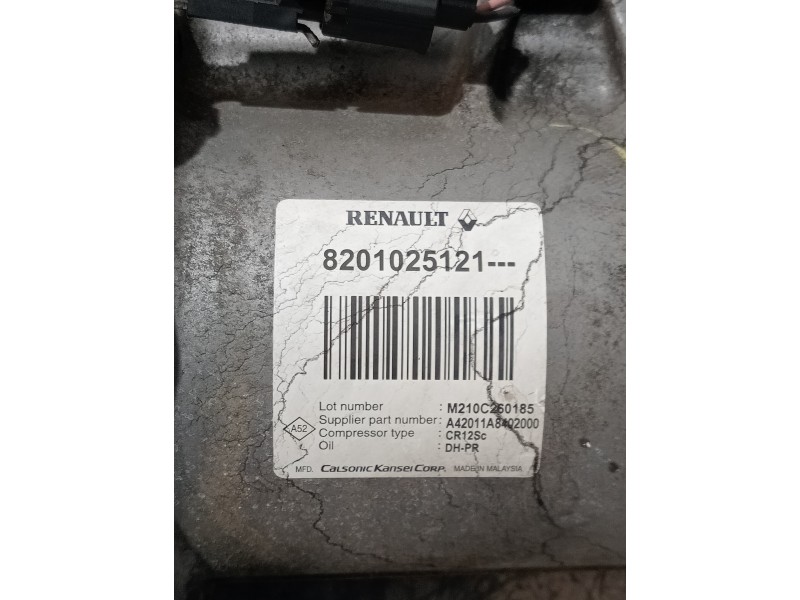 Recambio de compresor aire acondicionado para renault fluence expression referencia OEM IAM 8201025121 A42011A8402000 