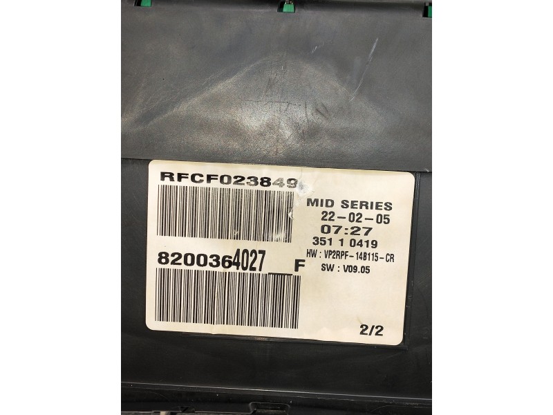 Recambio de cuadro instrumentos para renault megane ii coupe/cabrio luxe dynamique referencia OEM IAM 8200364027  