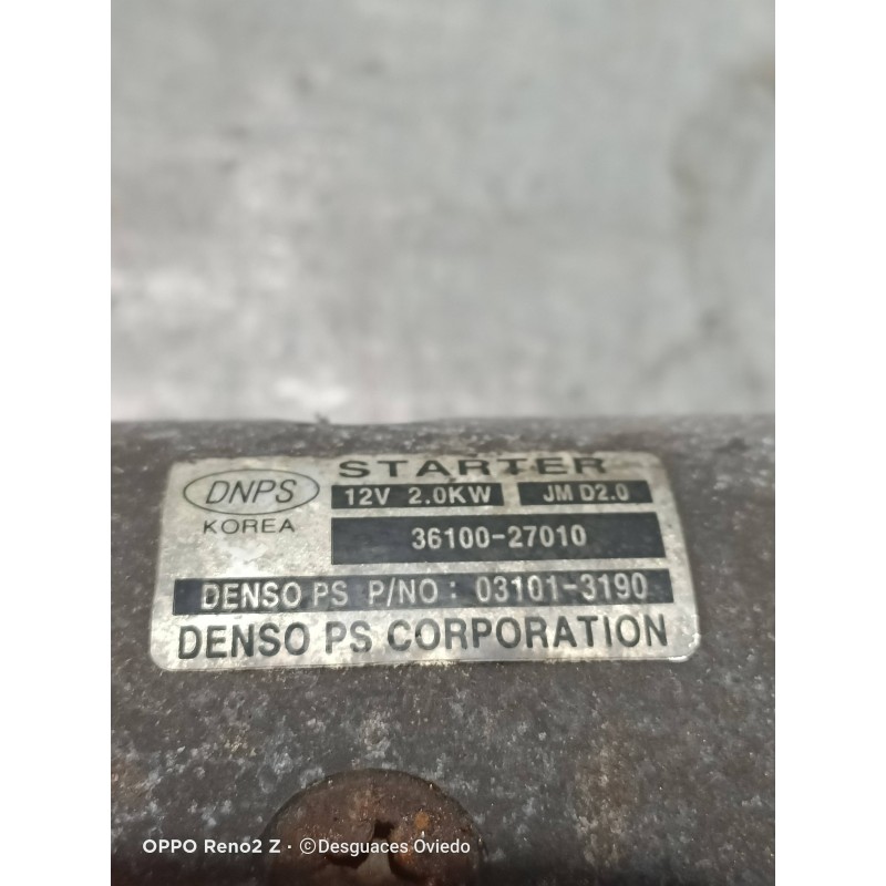 Recambio de motor arranque para kia sportage ex referencia OEM IAM 3610027010 031013190 