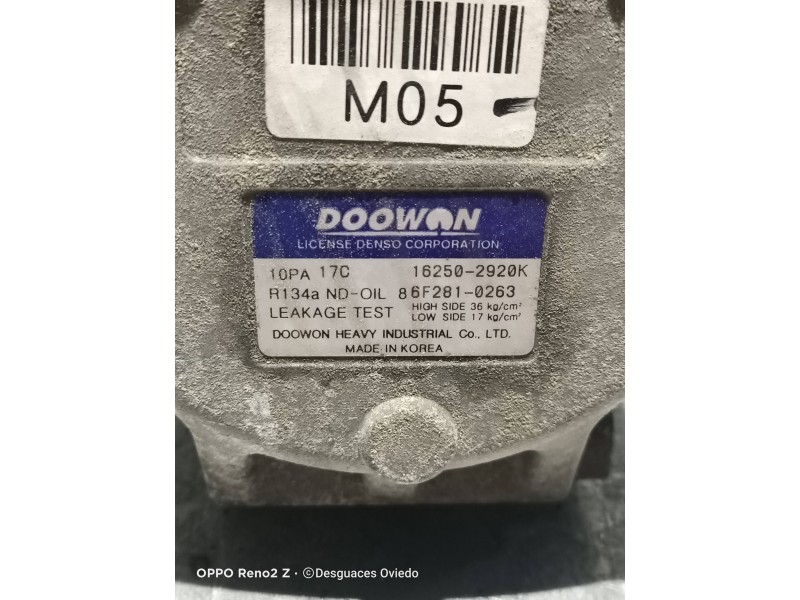 Recambio de compresor aire acondicionado para kia sportage ex referencia OEM IAM 162502920K 6F2810263 