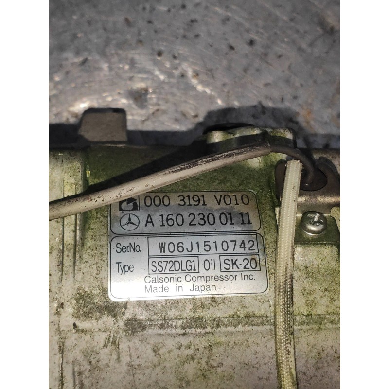 Recambio de compresor aire acondicionado para smart coupe fortwo coupe cdi referencia OEM IAM 0003191V010 A1602300111 SS72DLG1