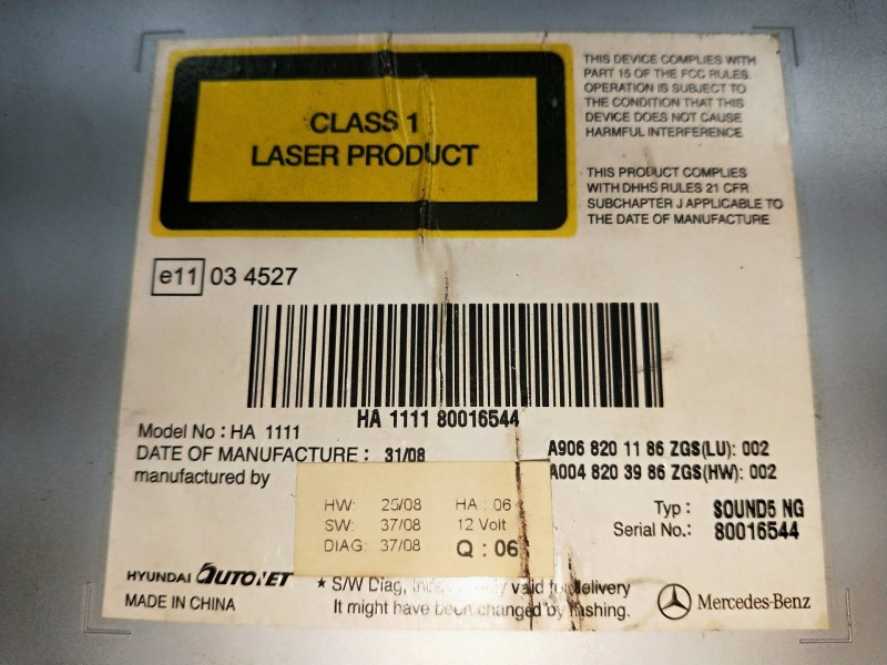 Recambio de sistema audio / radio cd para mercedes sprinterii caja cerrada (desde 01.06) 2.1 cdi cat referencia OEM IAM A0048203
