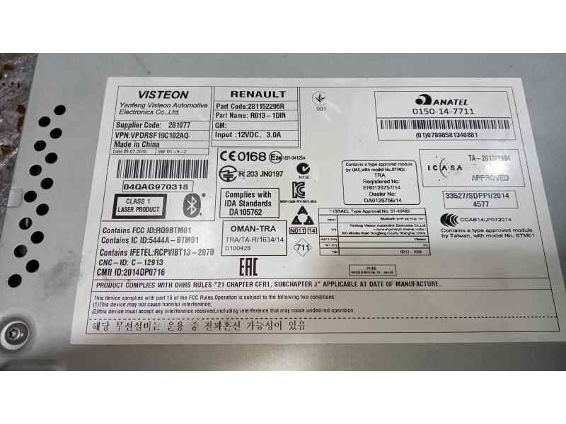 Recambio de sistema audio / radio cd para renault master kasten 2.3 dci diesel cat referencia OEM IAM   