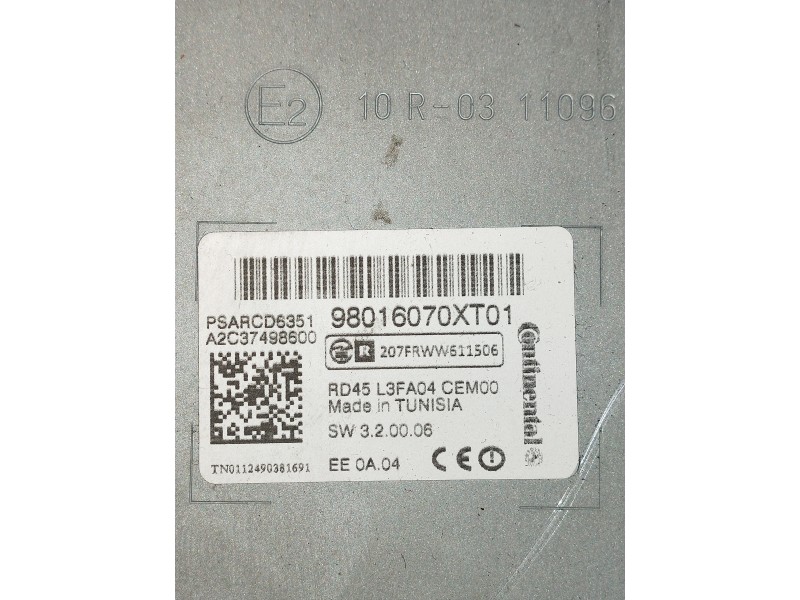 Recambio de sistema audio / radio cd para citroen berlingo cuadro referencia OEM IAM 98016070XT01  