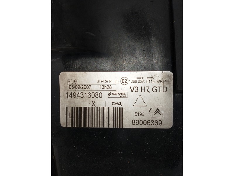 Recambio de faro izquierdo para citroen c8 hdi 120 premier referencia OEM IAM 1494316080 89006369 