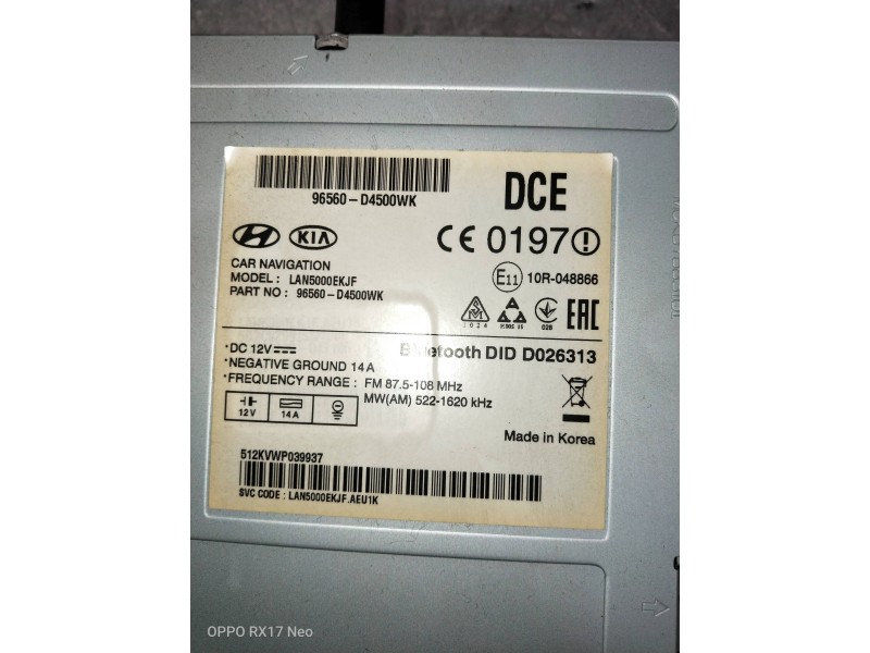 Recambio de pantalla multifuncion para kia optima vision referencia OEM IAM 96560D4500WK  