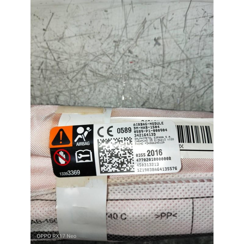 Recambio de airbag cortina delantero derecho para citroen c3 aircross feel referencia OEM IAM 03552016 450313213. 13393369 34216
