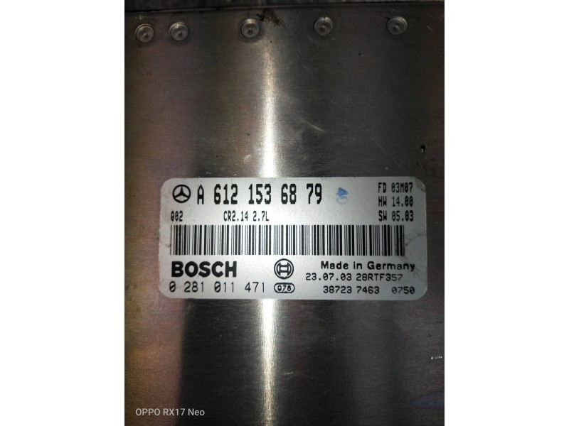 Recambio de centralita motor uce para mercedes clase c (w203) berlina 270 cdi (203.016) referencia OEM IAM 0281011471 A612153687