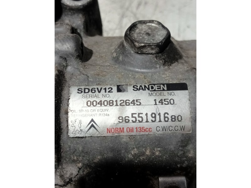 Recambio de compresor aire acondicionado para citroen c2 furio referencia OEM IAM 9655191680 SD6V12 