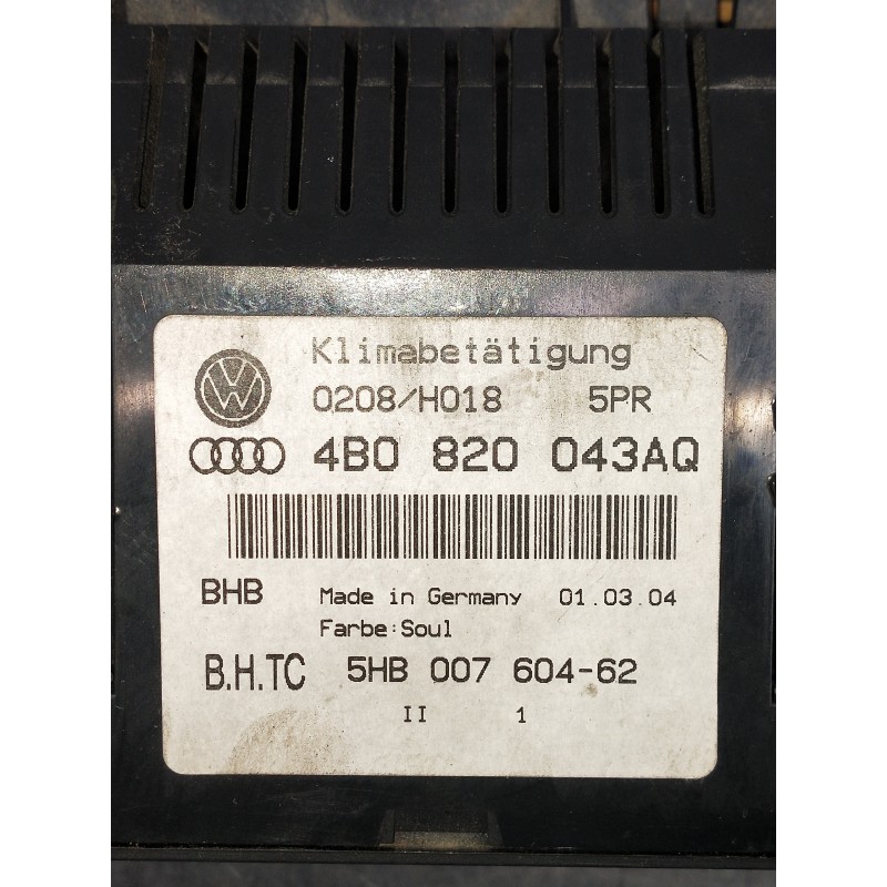 Recambio de mando calefaccion / aire acondicionado para audi a6 berlina (4b2) 2.5 tdi quattro referencia OEM IAM 4B0820043AQ 5HB