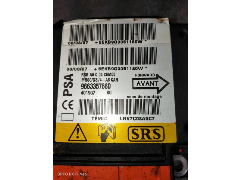 Recambio de centralita airbag para citroen c2 furio referencia OEM IAM 9663357680  