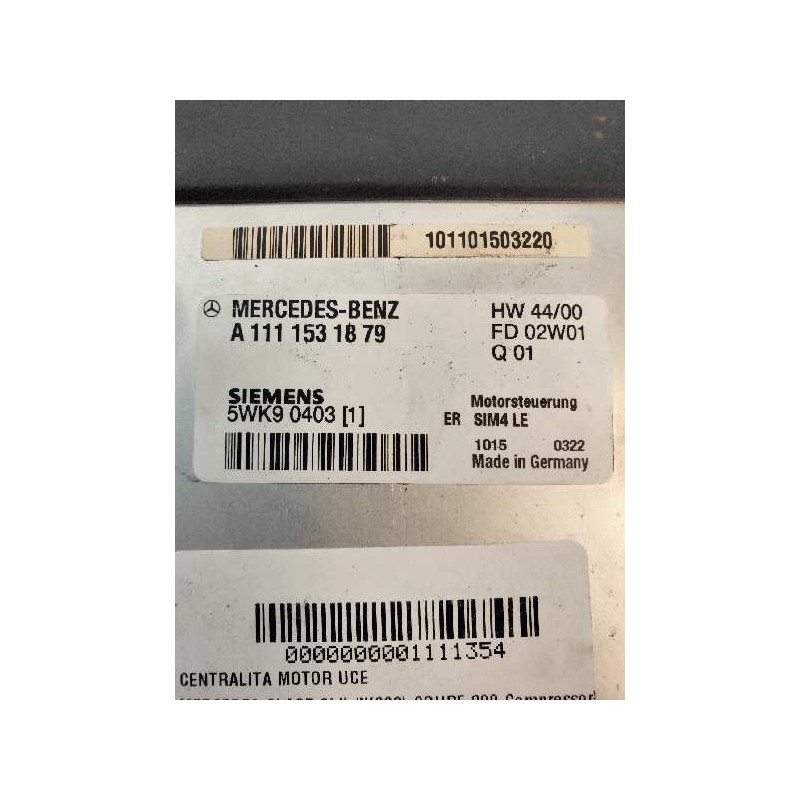 Recambio de centralita motor uce para mercedes clase clk (w208) coupe 200 compressor (evo) (208.344) referencia OEM IAM 5WK90403