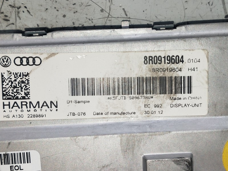 Recambio de pantalla multifuncion para audi a5 sportback (8t) referencia OEM IAM 8R0919604  