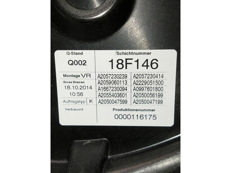 Recambio de elevalunas delantero derecho para mercedes clase c (w205) lim. referencia OEM IAM A2057230239 A2057230414 4P