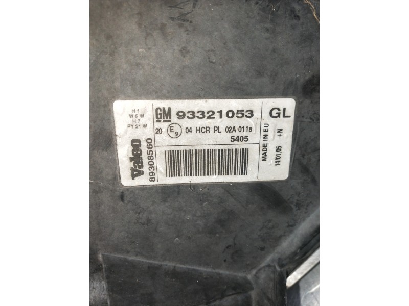 Recambio de faro izquierdo para opel meriva referencia OEM IAM 89308560 93321053 