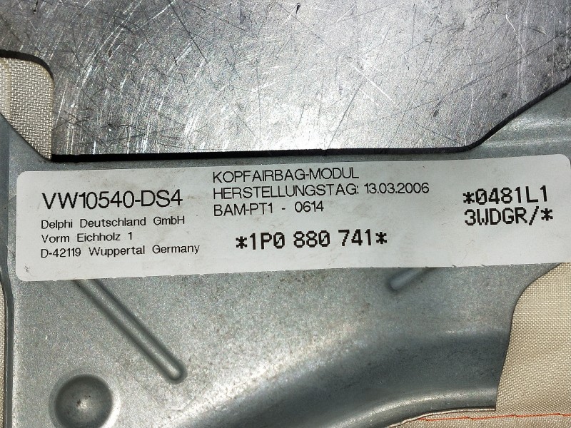 Recambio de airbag cortina delantero izquierdo para seat leon (1p1) referencia OEM IAM 1P0880741  