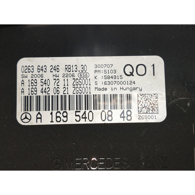 Recambio de cuadro instrumentos para mercedes clase a (w169) a 180 cdi (169.007) referencia OEM IAM A695400848 0263643246 