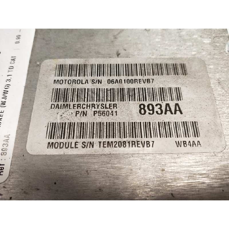 Recambio de centralita motor uce para jeep gr.cherokee (wj/wg) 3.1 td cat referencia OEM IAM P56041893AA 06A0100REVB7 