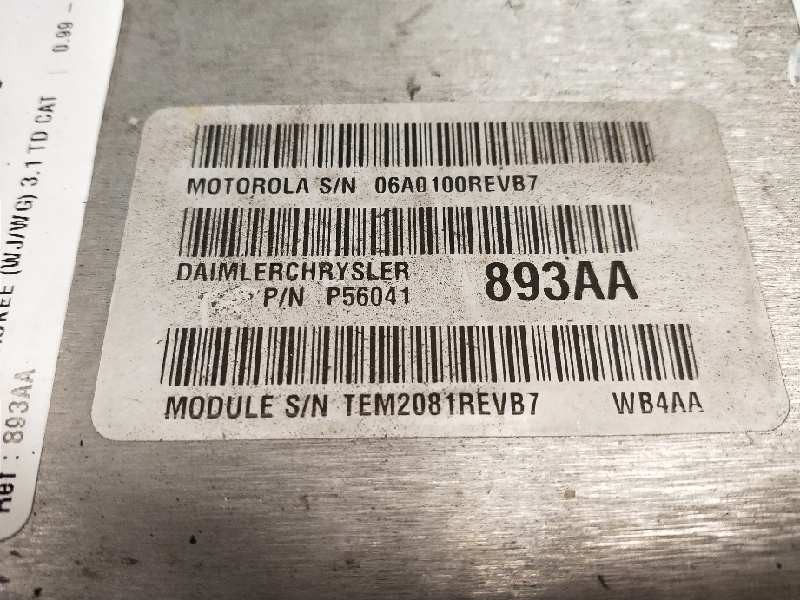 Recambio de centralita motor uce para jeep gr.cherokee (wj/wg) 3.1 td cat referencia OEM IAM P56041893AA 06A0100REVB7 