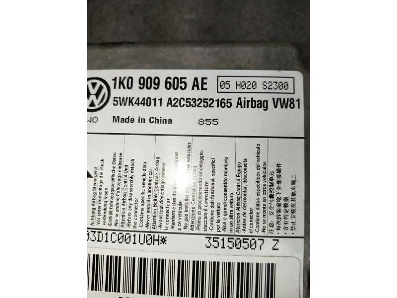 Recambio de centralita airbag para volkswagen scirocco (138) referencia OEM IAM 1K0909605AE 5WK44011 A2C53252165