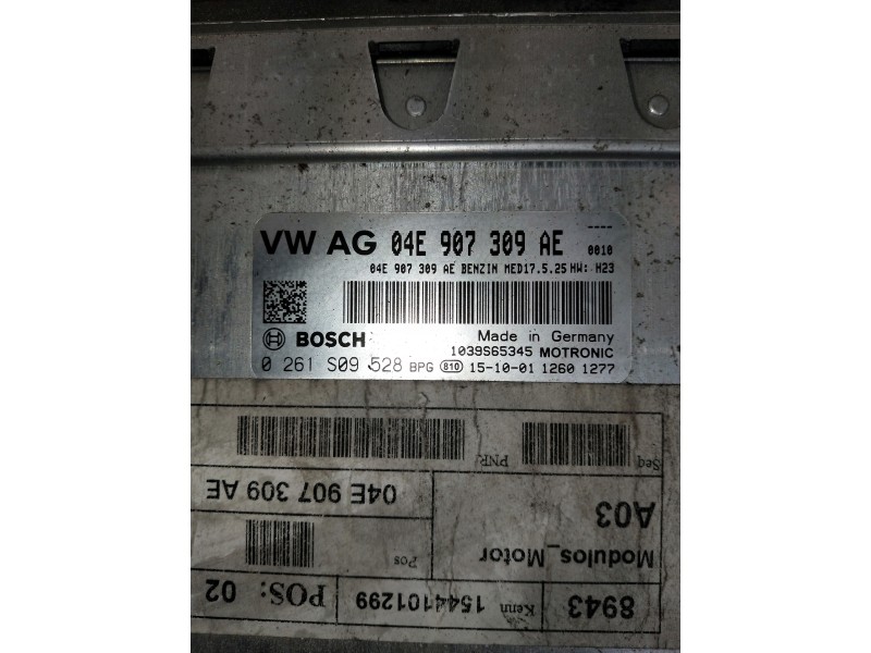 Recambio de centralita motor uce para volkswagen scirocco (138) referencia OEM IAM 0261S09528 04E907309AE 