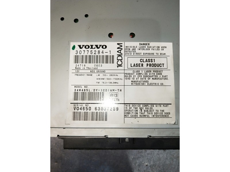 Recambio de sistema audio / radio cd para volvo s40 berlina 2.0 d kinetic referencia OEM IAM 307752841  