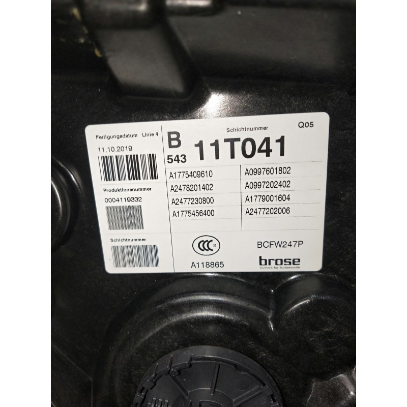 Recambio de elevalunas delantero derecho para mercedes clase b (w247) b 200 d referencia OEM IAM A1775409610 A2478201402 5P