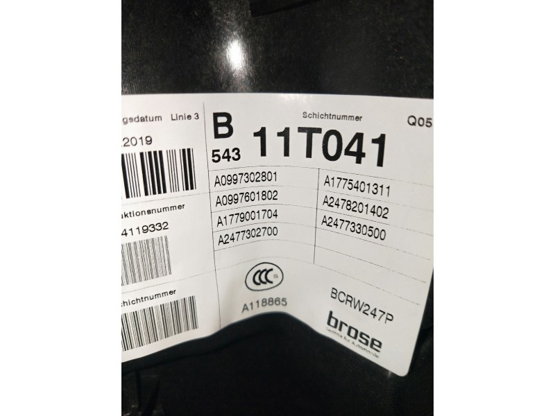 Recambio de elevalunas trasero derecho para mercedes clase b (w247) b 200 d referencia OEM IAM A0997302801 A2477302700. A1779001