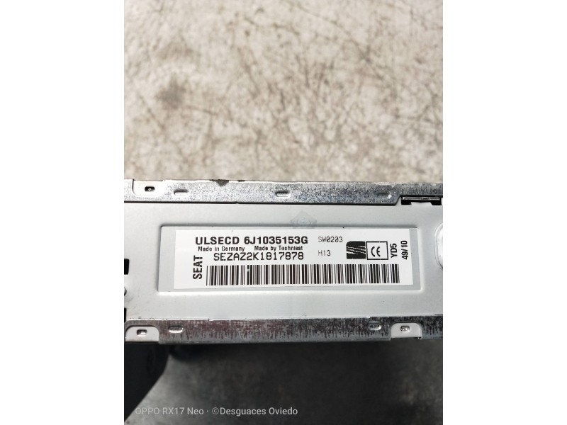 Recambio de sistema audio / radio cd para seat ibiza sc (6j1) stylance / style referencia OEM IAM 6J1035153G  6J1035153H