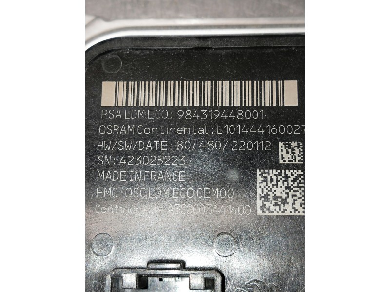 Recambio de centralita faros xenon para peugeot 308 referencia OEM IAM 9843194480 A3C0003441400 