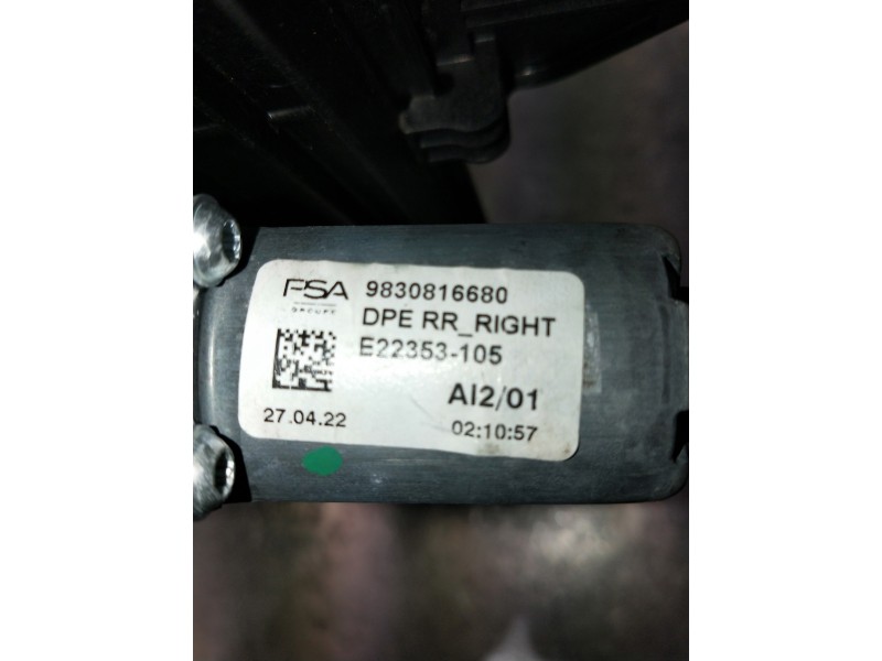 Recambio de elevalunas trasero derecho para peugeot 308 referencia OEM IAM 9830816680  5P