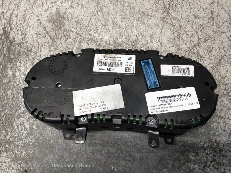 Recambio de cuadro instrumentos para seat ibiza sc (6j1) stylance / style referencia OEM IAM A2C53387160 6J0920802H 6J0920803X