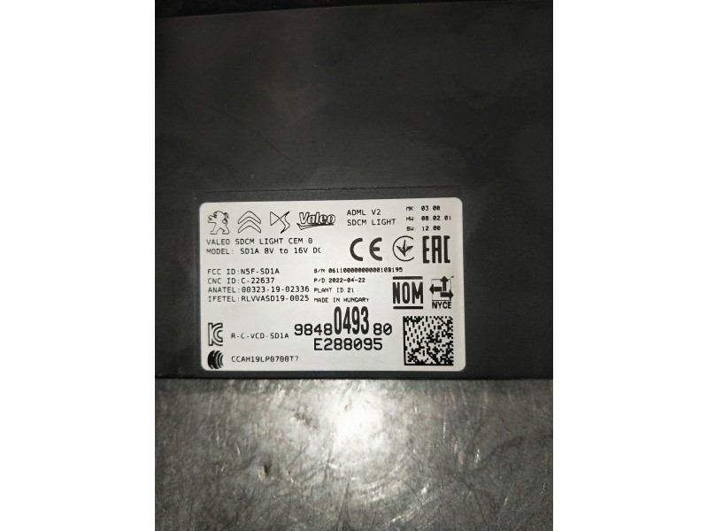 Recambio de modulo electronico para peugeot 308 referencia OEM IAM 9848049380 E288095 