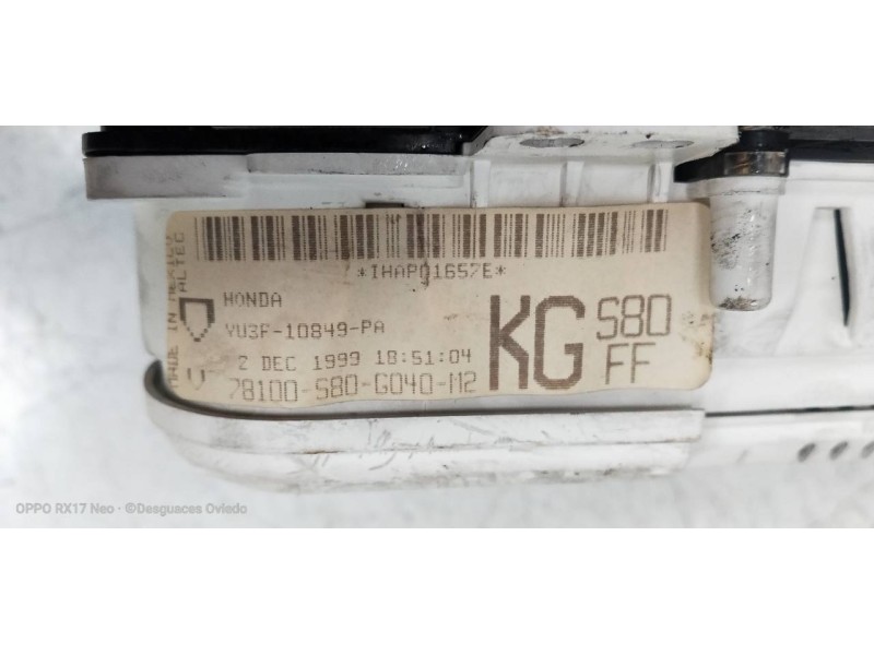 Recambio de cuadro instrumentos para honda accord coupé (cg2/4) 3.0 v6 (cg2) referencia OEM IAM 78100S80G040M2 YU3F10849PA 