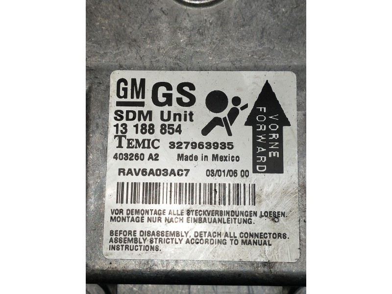 Recambio de centralita airbag para opel astra gtc referencia OEM IAM 13188854 327963935  Recambio de centralita airbag para opel astra gtc referencia OEM IAM 13188854 327963935