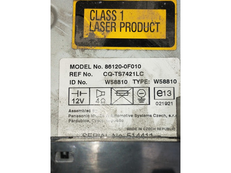 Recambio de sistema audio / radio cd para toyota corolla verso (r1) referencia OEM IAM   