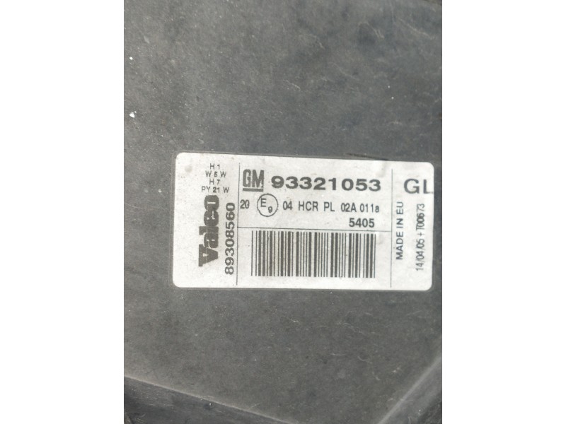 Recambio de faro derecho para opel meriva referencia OEM IAM 93321053 89308560 