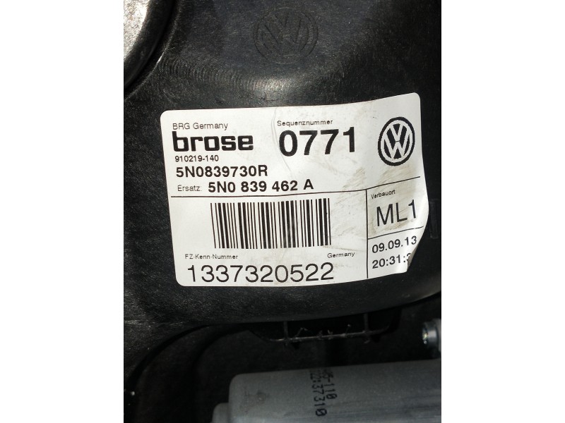 Recambio de elevalunas trasero derecho para volkswagen tiguan (5n2) referencia OEM IAM   5P