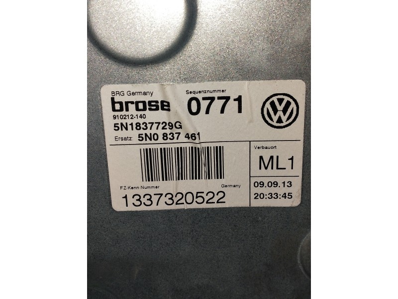 Recambio de elevalunas delantero izquierdo para volkswagen tiguan (5n2) referencia OEM IAM 5N1837729G  5P