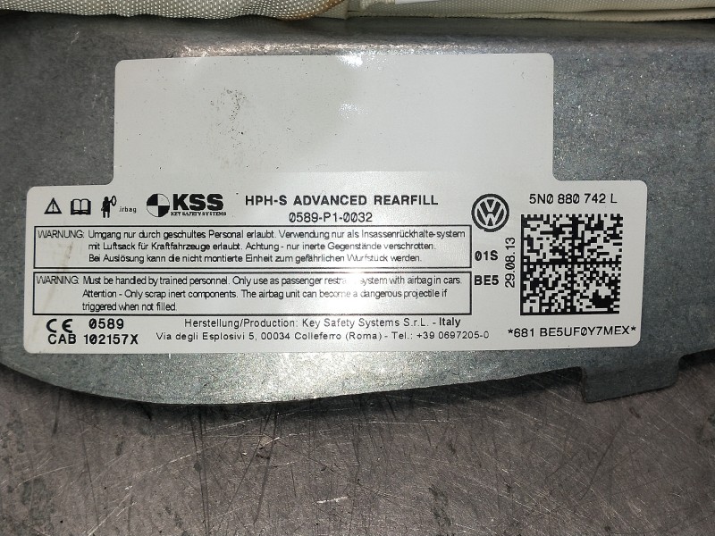 Recambio de airbag cortina delantero derecho para volkswagen tiguan (5n2) referencia OEM IAM 5N0880742L  