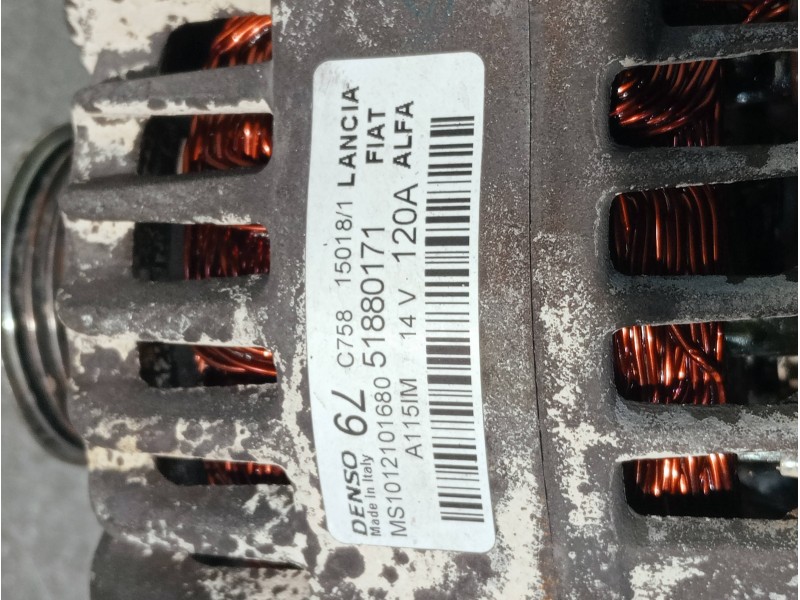 Recambio de alternador para fiat nuova 500 (150) 1.2 cat referencia OEM IAM 51880171 MS1012101680 