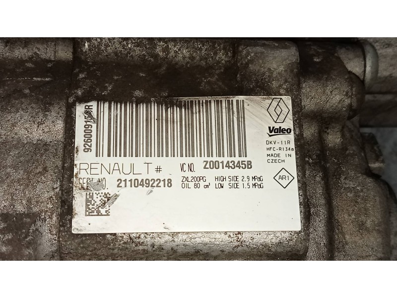 Recambio de compresor aire acondicionado para dacia dokker ambiance referencia OEM IAM Z0014345B 9260009154R 