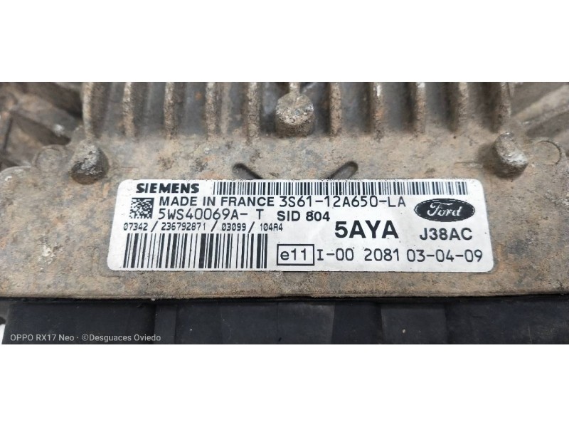 Recambio de centralita motor uce para ford fiesta (cbk) ambiente referencia OEM IAM 5WS40069AT 3S6112A650LA 